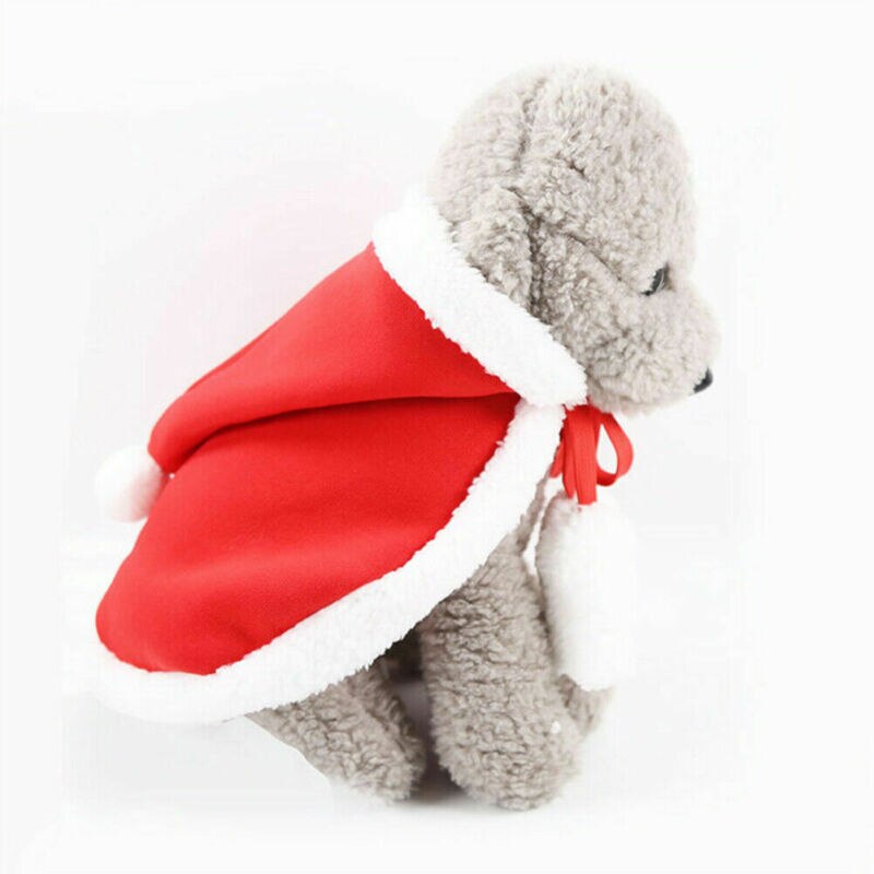 Pet Dog Cat Christmas Santa Hat Cloak Cape Puppy Velvet Xmas Warm Costume Outfit