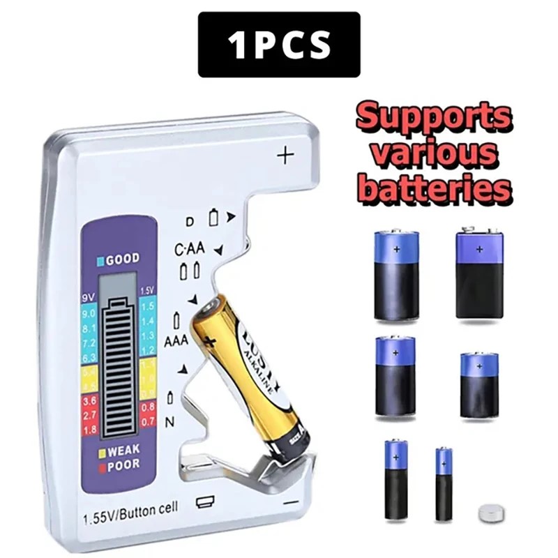 Testeur de batterie numérique C D N AA AAA 9V 1.5V, pile bouton, vérification de la capacité, détecteur, écran LCD, puzzles, itance, outil de diagnostic