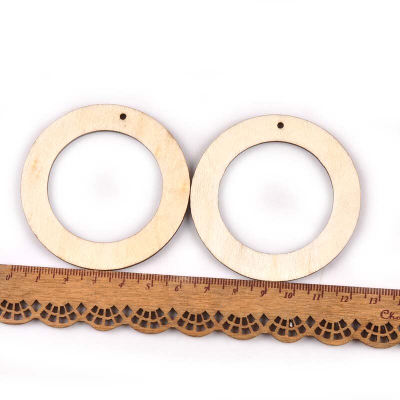 10 stk blandede runde ringskiver til diy charme vedhæng håndværk scrapbooking hængende boligindretning træ udsmykning  m1898: 60mm