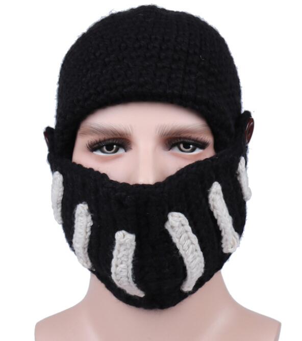 Roman Knight Knitted Hat Winter Gladiator Mask Hat Handmade Knitted Men Hat: C1