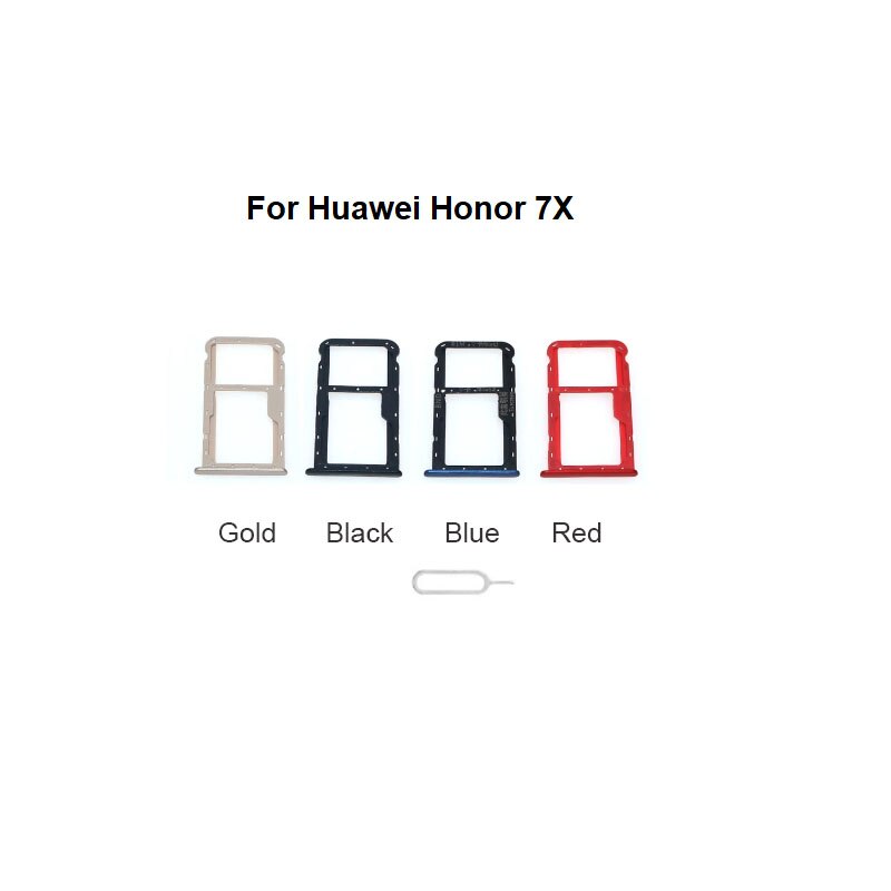 For Huawei Honor 7X Sim Card Tray Slot Holder Socket Adapter Connector Repair Parts Replacement: Black