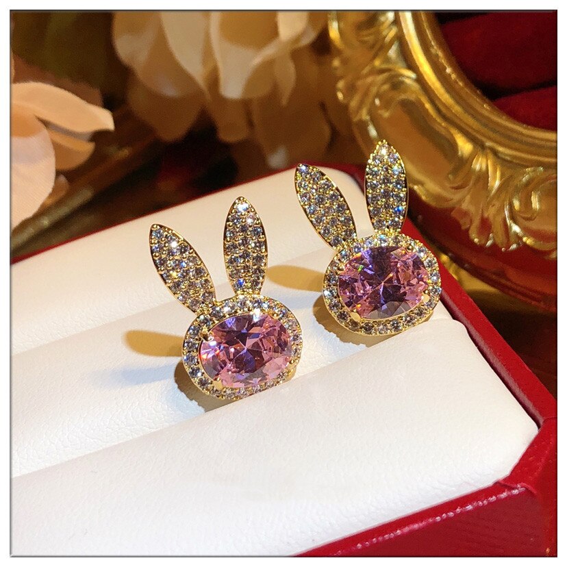 Brooches For Women S925 Rabbit Pink Cubic Zirconia Anti-glare Brooch Collar Pin Clothes Fixed Fine Jewelry Accessories