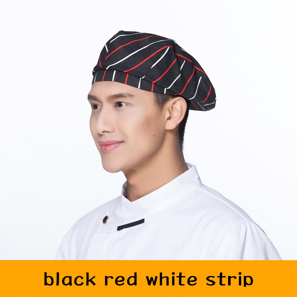 Chapeau de Chef Service alimentaire, uniforme de travail de cuisine café Restaurant, casquette élastique, chapeaux de serveur de barbier à imprimé de piment, 17 couleurs: 5