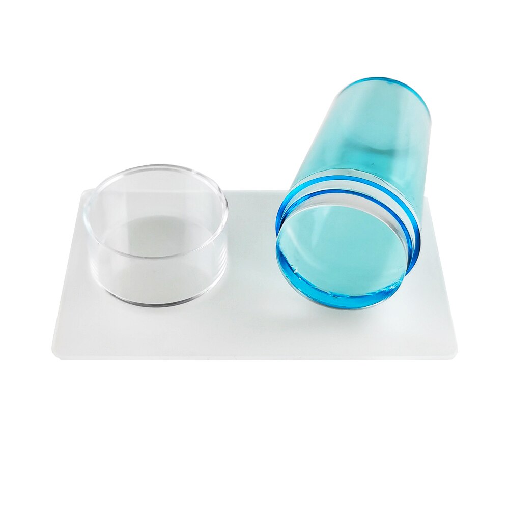 Transparent Head Nail Stamper Scraper Set Silicone Stamper for Nail Art Stamping Plate Template Stamp Tools: 99 Blue