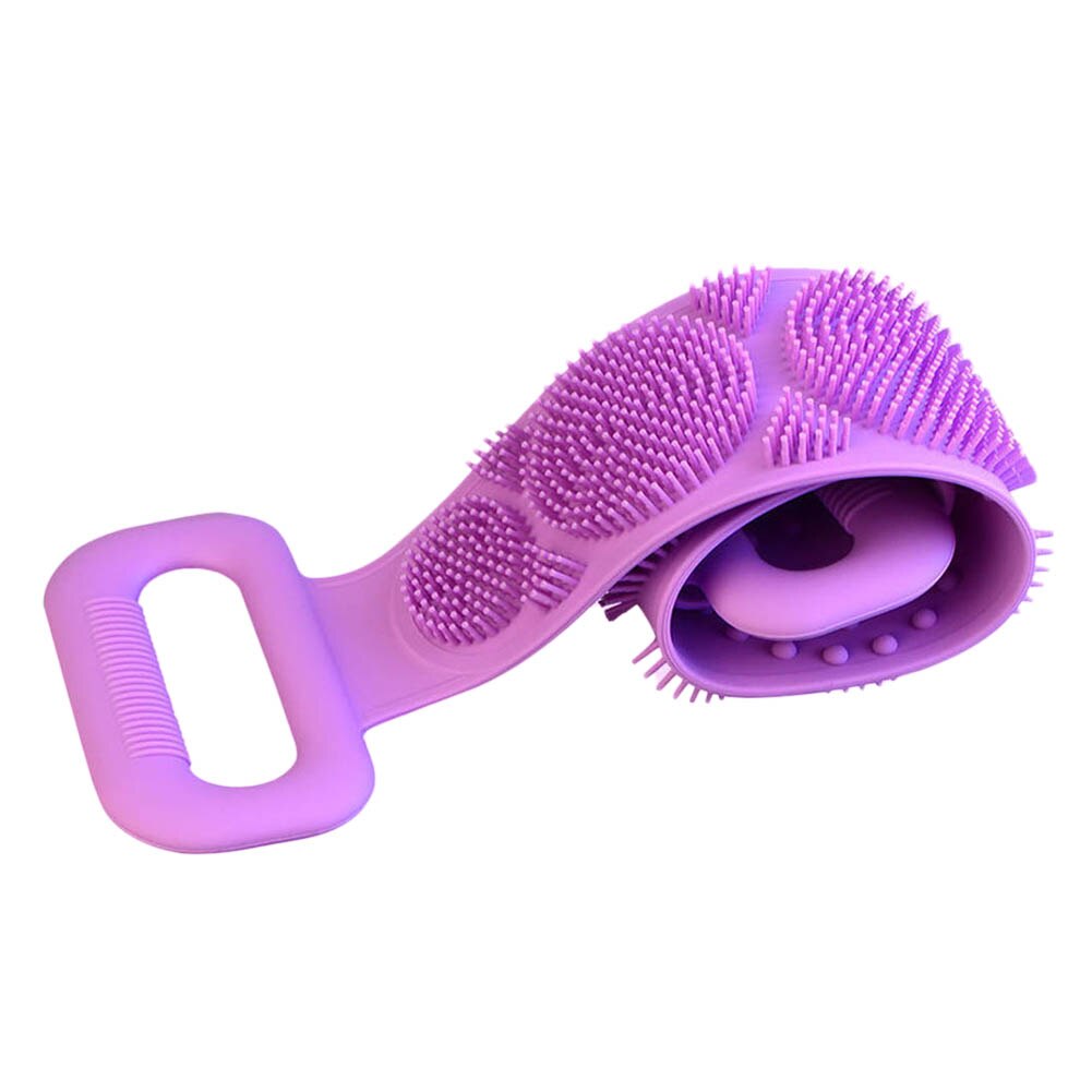 Double-Side Siliconen Bad Borstel Wassen Scrub Body Massage Douche Scrubber: Purple
