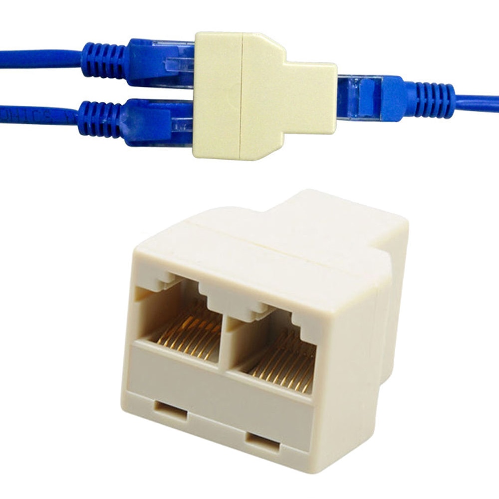 2pcs Universal Practical 1 To 2 Ways LAN Ethernet Cord Network Cable RJ45 Female Splitter Adapter Network Connector Splitter