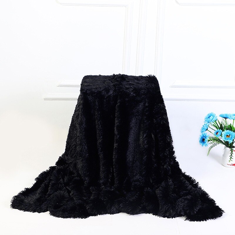 Couverture en fourrure douce couverture longue Shaggy floue fausse fourrure couverture canapé lit canapé couvertures confortable avec Sherpa moelleux