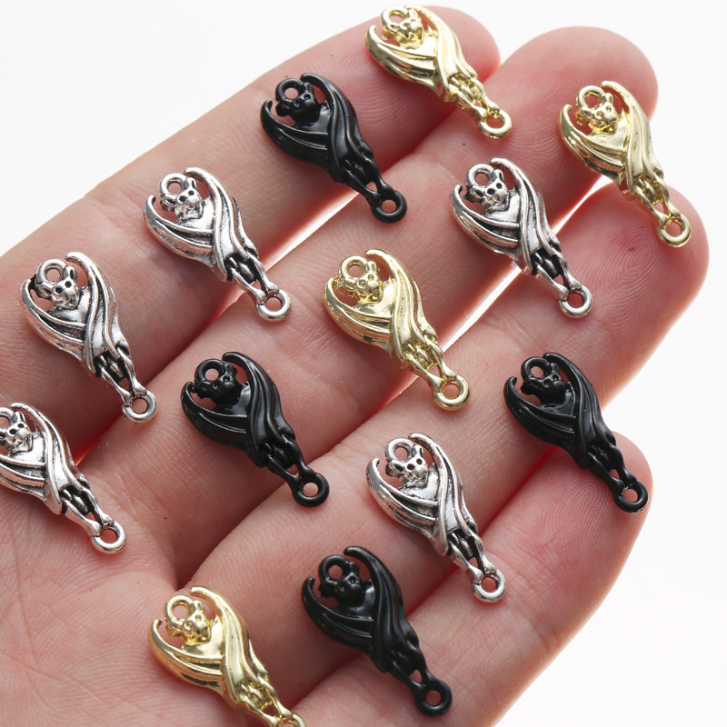 10 unids/lote de dijes de murciélago de Color dorado y negro, conector colgante, pendientes DIY, pulsera, collar para accesorios de fabricación de joyas: Violeta