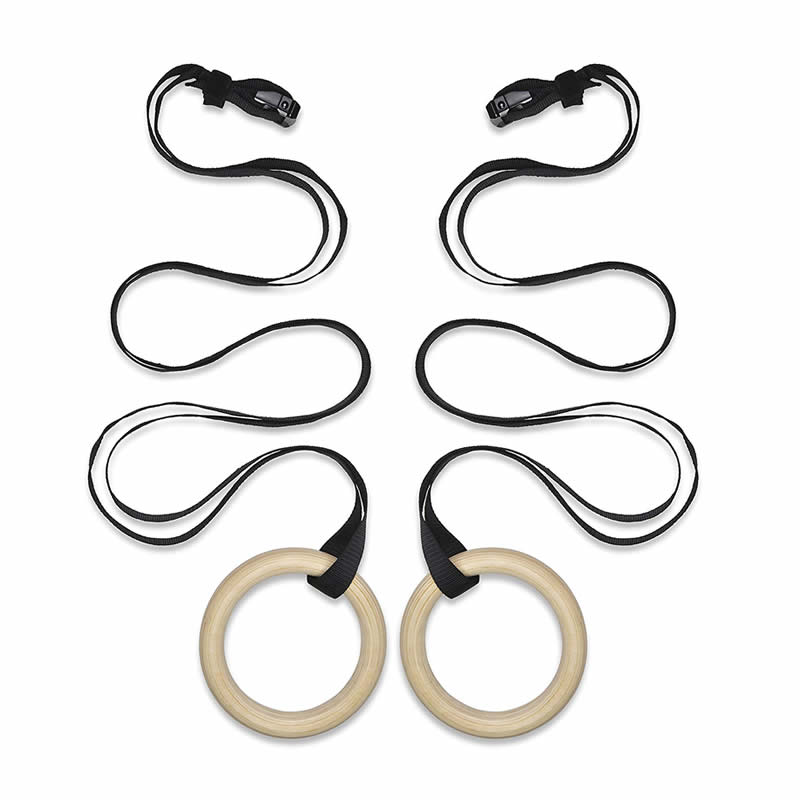 Anneaux de gymnastique en bois 25/28/32mm avec boucles réglables 4.5m sangles pour enfants adultes: Rings with straps / 28mm for adults