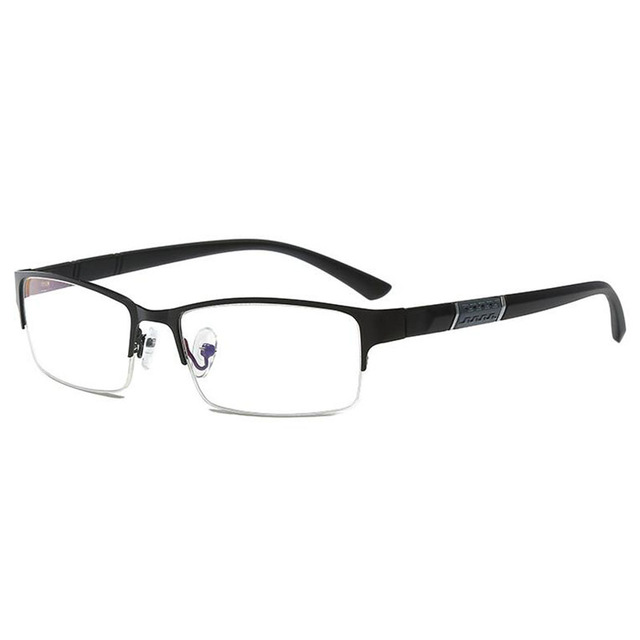 Geschäft Myopie Brille Halb Metall Rahmen Kurzsichtig Gläser unisex Myopie Harz Klar Spiegel 0-0,5-1-1,5 -2-2,5-5-5,5-6: -550 / Schwarz