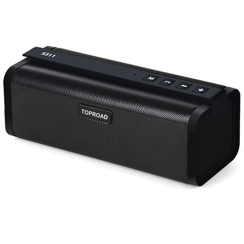 TOPROAD portátil 10W Altavoz Bluetooth HIFI estéreo inalámbrico gran potencia Soundbox Subwoofer columna altavoces soporte TF FM Radio AUX: Black speaker