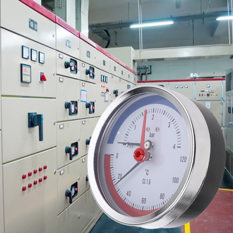 Reliable Dual Scale Mechanical Manometer Axial Temperature and Pressure Gauge for Y75 Temperature Display Instrument