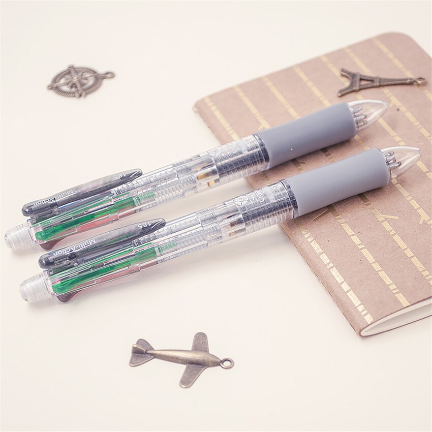 4 Colors 0.7mm Ballpoint Pens+0.5mm Mechanical Pencils Multicolor Ballpoint Pen Automatic Pencil For Student Stationery Supplies