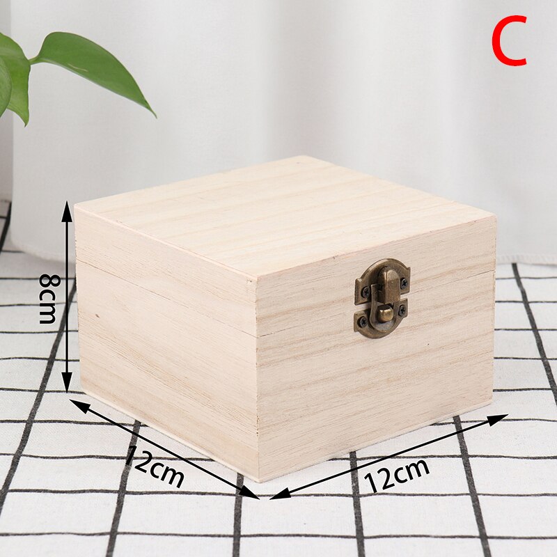 Retro Jewelry Box Desktop Handmade Wood Clamshell Storage Hand Decoration Wooden Paulownia Box Postcard Storage Organizer Box: C