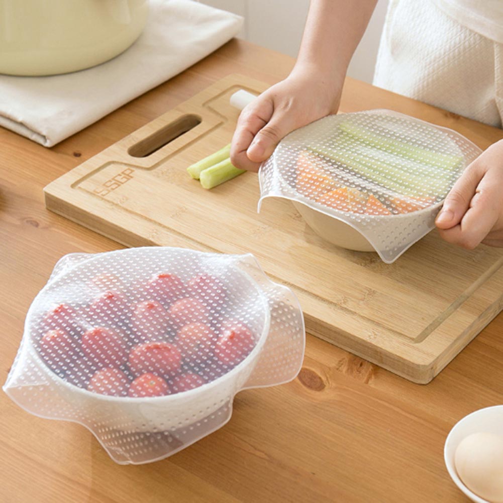 Envoltura de alimentos multifuncional para mantener la frescura, utensilios de cocina, envoltorios de alimentos de silicona reutilizables, cubiertas de sellado al vacío, 3 tamaños