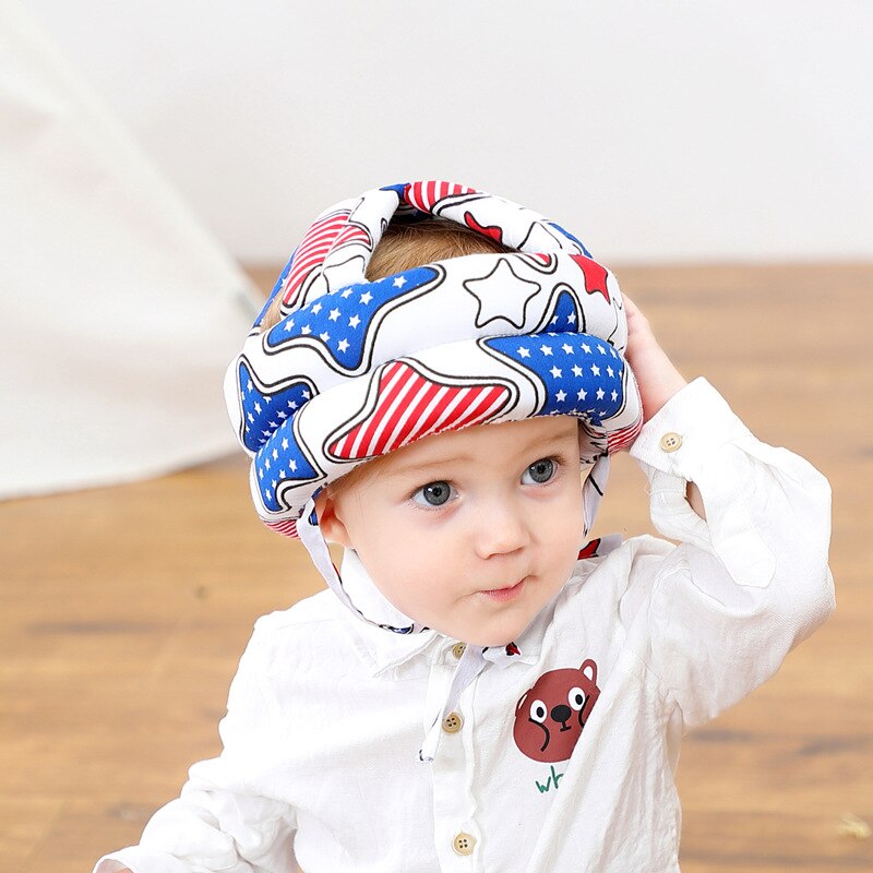 Baby lille barn gå lege lege hoved beskytte hætte børn anti kollision hat hovedskærm justerbar baby børn sikkerhed hovedbeskytter: Blå