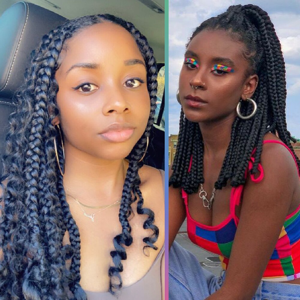 Crochet Hair Box Braids Curly Ends Synthetic Ombre Hair 15 Strands 12 Inch Braiding Hair Extensions For Black Women