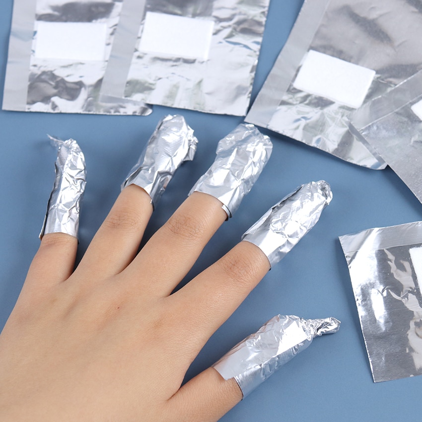 50 stk aluminiumsfoliefjerner wraps nail art suge af akryl gel neglelak fjernelse bomulds neglerens værktøj