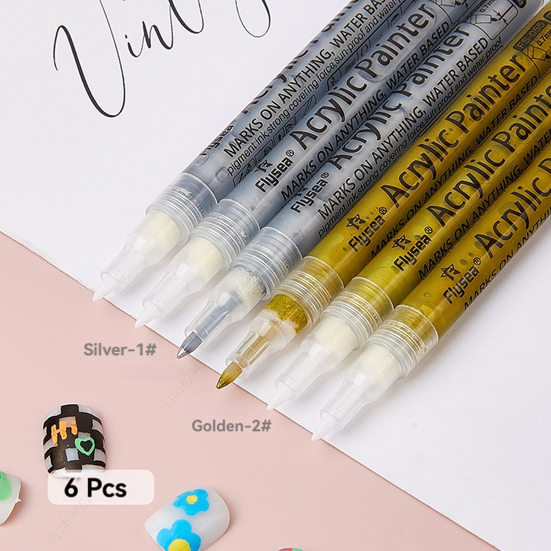 Black/White/Gold/Silver Extra Fine Point Acrylic Marker Pens for Ceramic Wood Metal Paper Drawing Opaque Ink