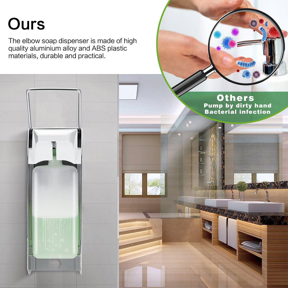 500ml Liquid Soap Dispenser Elbow Press Disinfectant Dispenser Wall-Mounted Soap Pumps Soap Dispenser For Hotel Kitchen