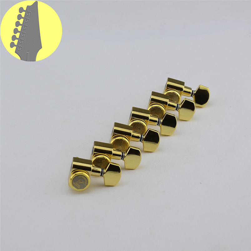 1 Set 6/7/8 corde senza chiusura a vite teste per chitarra sigillate accordatori per chitarra nero/oro/argento cromato: verde chiaro