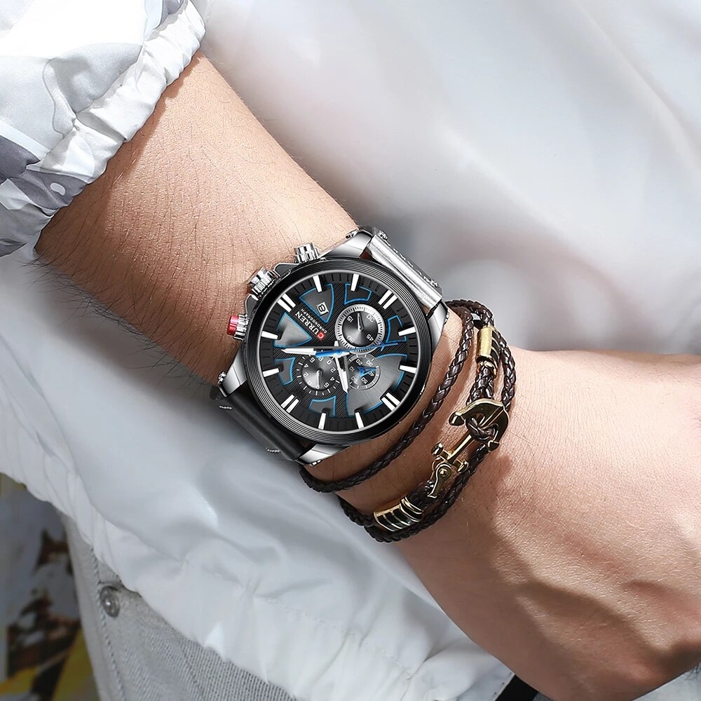 Curren horloge chronograaf sport herenhorloges quartz horloge leren heren polshorloge relogio masculino gif