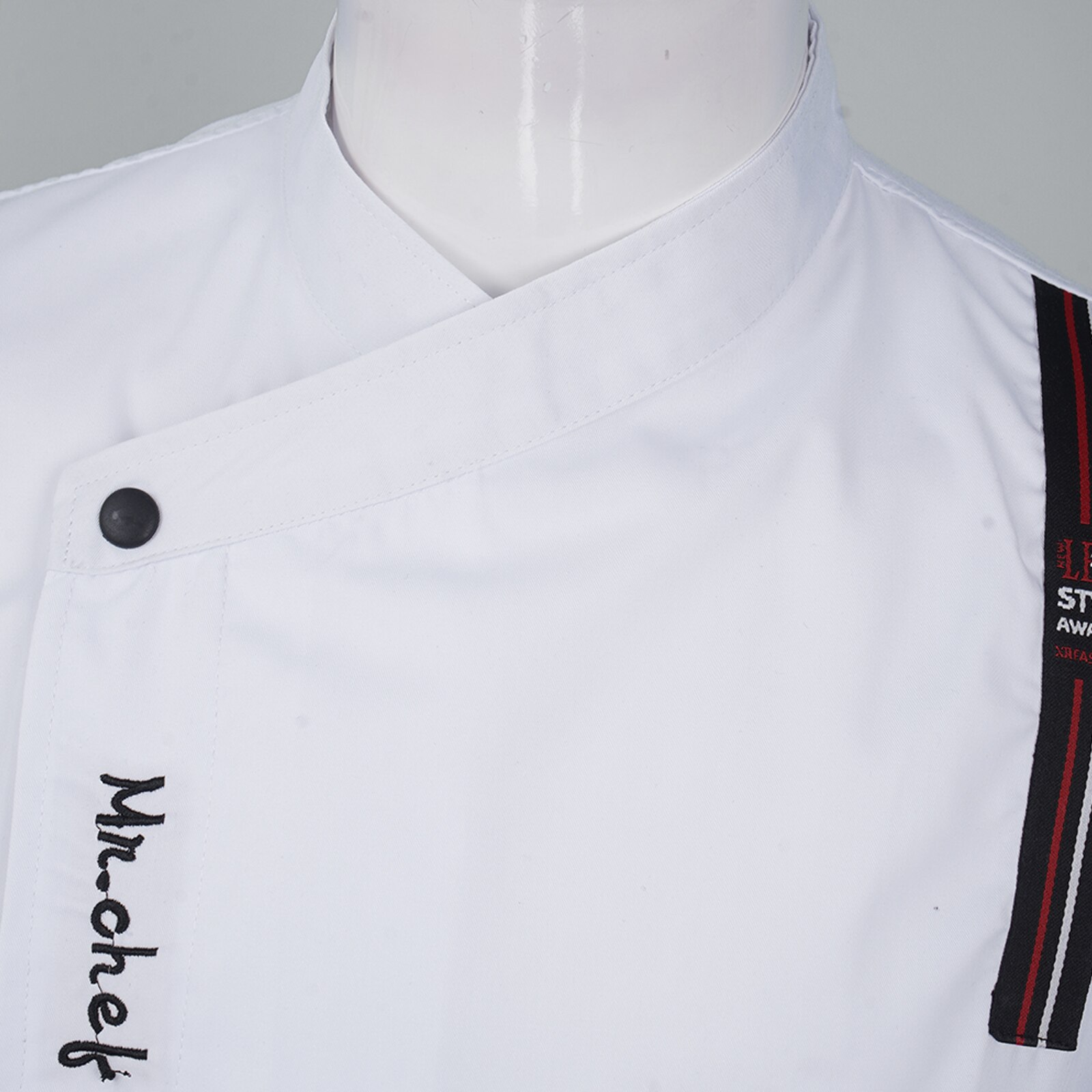 Manteau de Chef cuisinier pour hommes, uniforme de cuisine, T-shirts avec lettres brodées, veste à manches courtes, hauts, vêtements de travail pour la cuisine de Restaurant