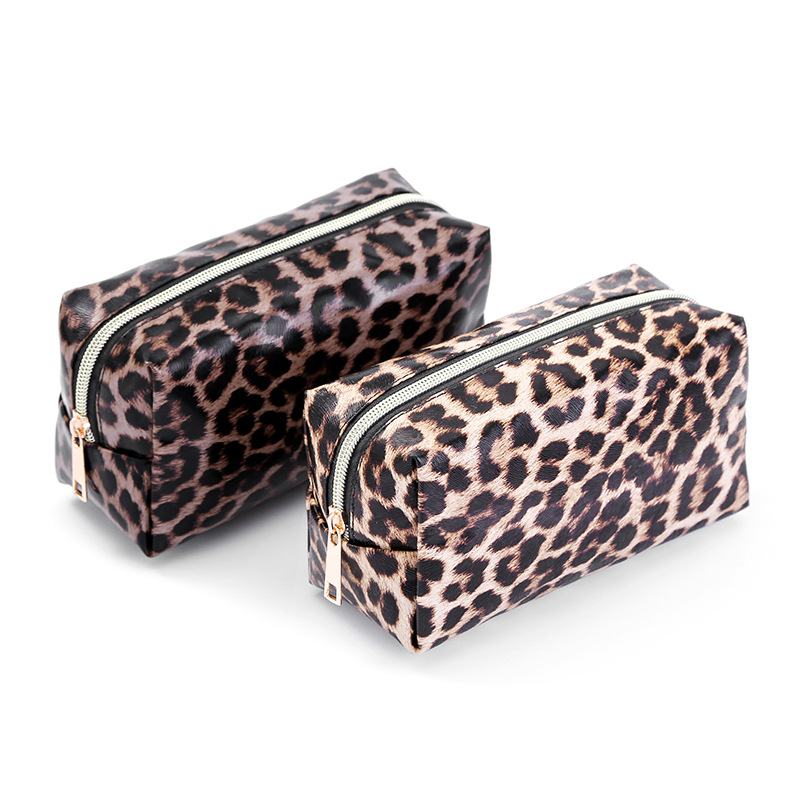 Borsa da donna per cosmetici Organizer Make Up borsa cosmetica con stampa leopardo borsa da trucco in pelle per donna borsa da toilette borse nere