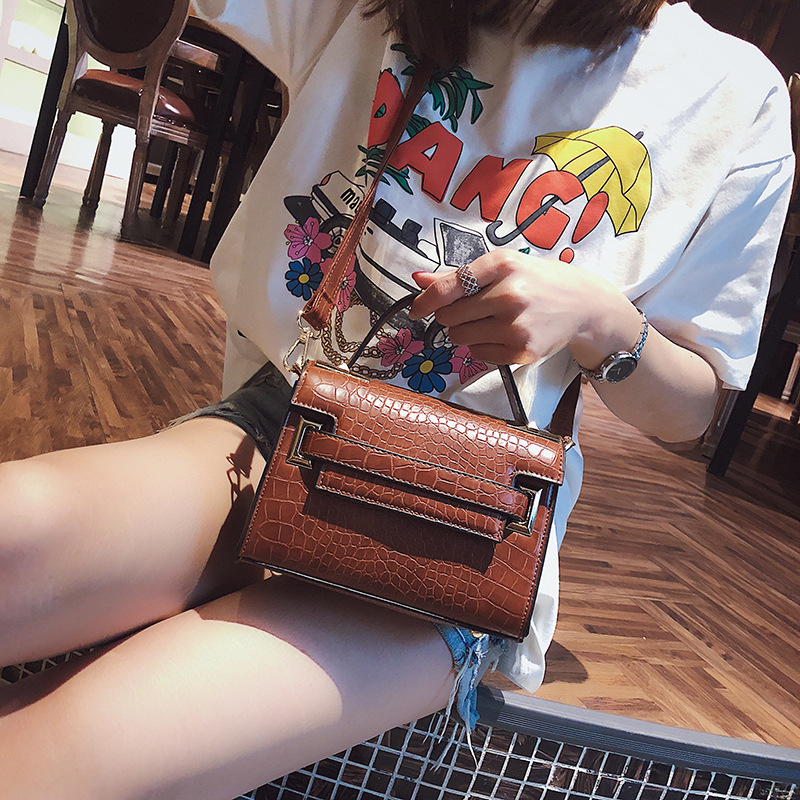 SGARR Damhandväska i PU-läder - Liten Casual Krokodil Crossbody Tote