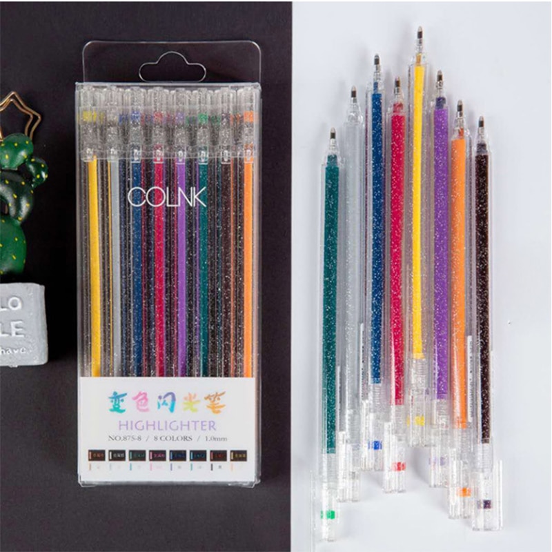 8 Kleuren Markeerstift Pen Set