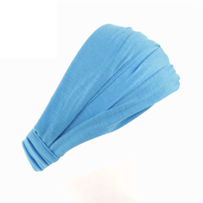 zomer dames effen katoenen hoofdband elastische brede zachte meisjes sport yoga geknoopte hoofdband hardloopzweetband voor tennisgymnastiek: meer blauw