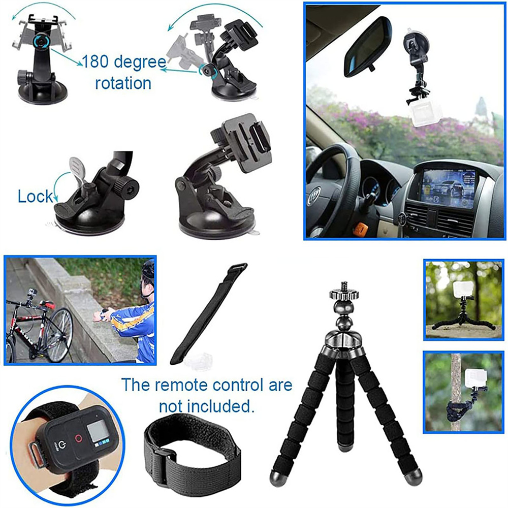 Action Camera Accessories Kit for Gopro Hero 12 11 10 9 8 7 6 5 4 Max Mount Session YI 4K SJCAM EKEN Osmo AKASO APEMAN Accessory
