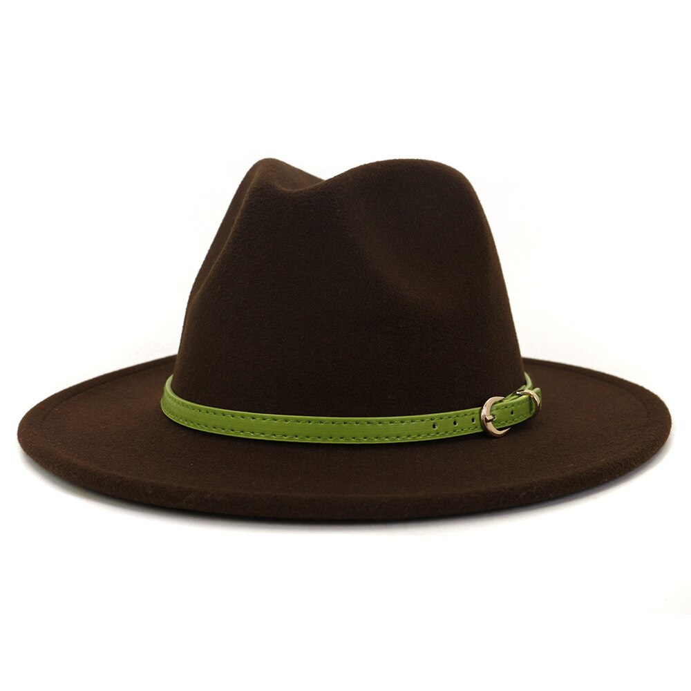 FS – Chapeau Fedora en feutre de laine pour homme et Femme, casquette à large bord, Vintage, Trilby Jazz, pour Couple, collection hiver et automne: Coffee