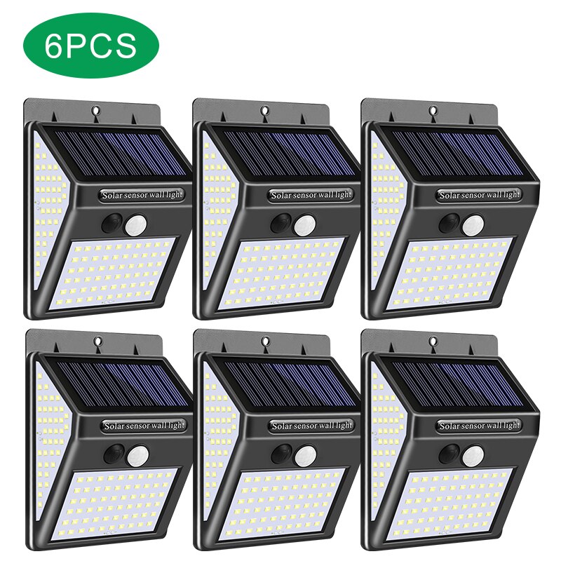 1/2/4PCS LITOM 140 LEDS Solar Light Energy Solar Garden Light IP65 Waterproof PIR Motion Sensor Sunlight For Garage Yard Outdoor: 6PCS