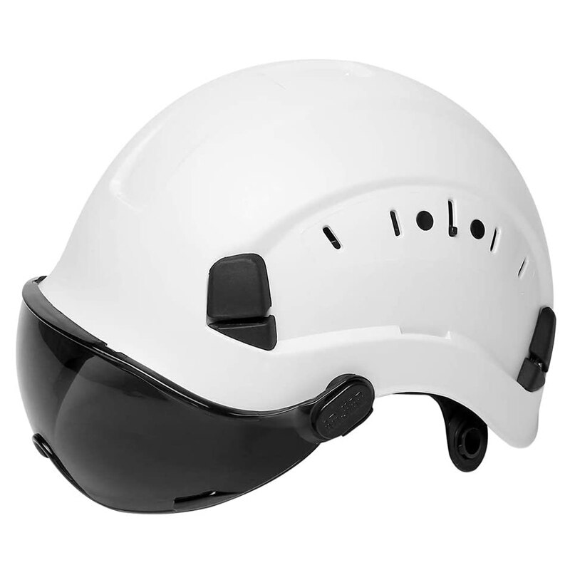 Safety Helmet With Goggles Men&#39;s Construction Hard Hat ABS Protective Helmets Work Cap For Working Climbing Riding: White-Ink Goggles