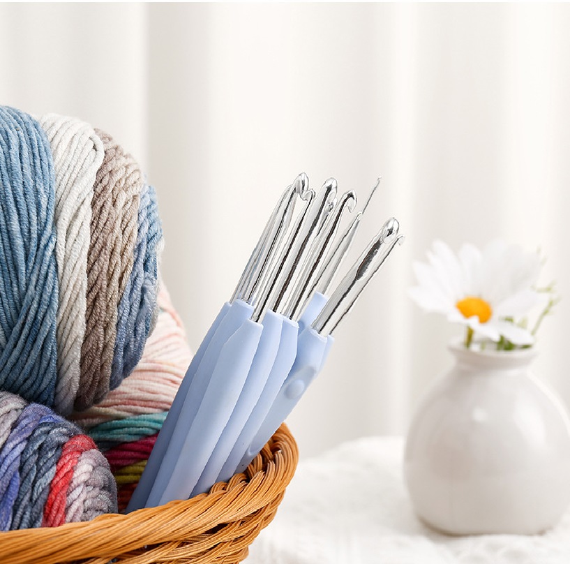 Gancho de ganchillo de 1,5 MM-6MM, ganchos de aluminio ergonómicos con mango suave con 10 tamaños para manualidades DIY, suministros de ganchillo para tejer