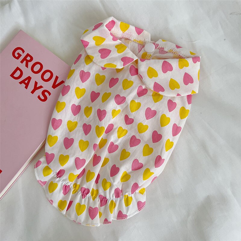 Chaleco fino de verano para mascotas, falda para perro, Collar de muñeca, vestido de amor de Color, vestido para perro pequeño, ropa para cachorro Chihuahua Yorkshire: YELLOW / S