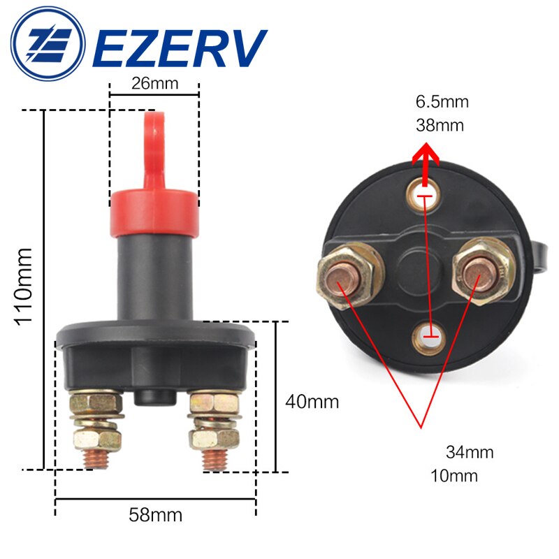 12V 24V Red Key Cut Off Battery Main Kill Switch Vehicle RV Power for Auto Truck Boat camper trailercaravana accessories