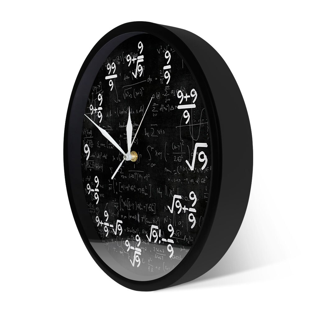 Les Nines Math horloge murale numéro 9 Math horloge moderne montre murale calcul équation l'horloge de 9s formules mathématiques Art mural