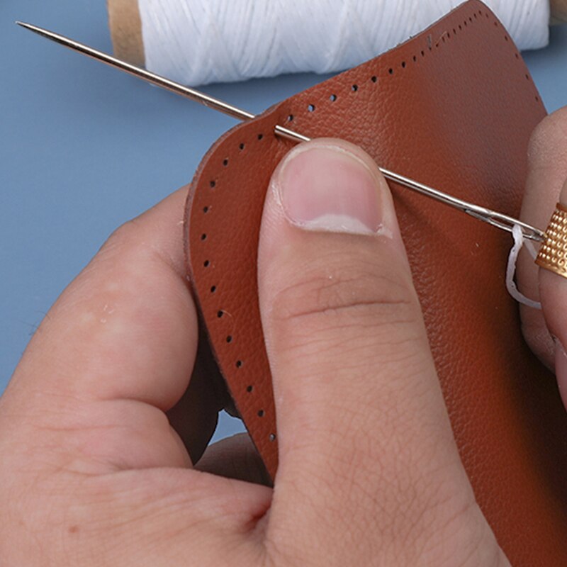 9 PCS Leather Sewing Kit With Multiple Colour Waxed Thread Golden Thimble And Leather Stitching Needles For DIY Leather Craft