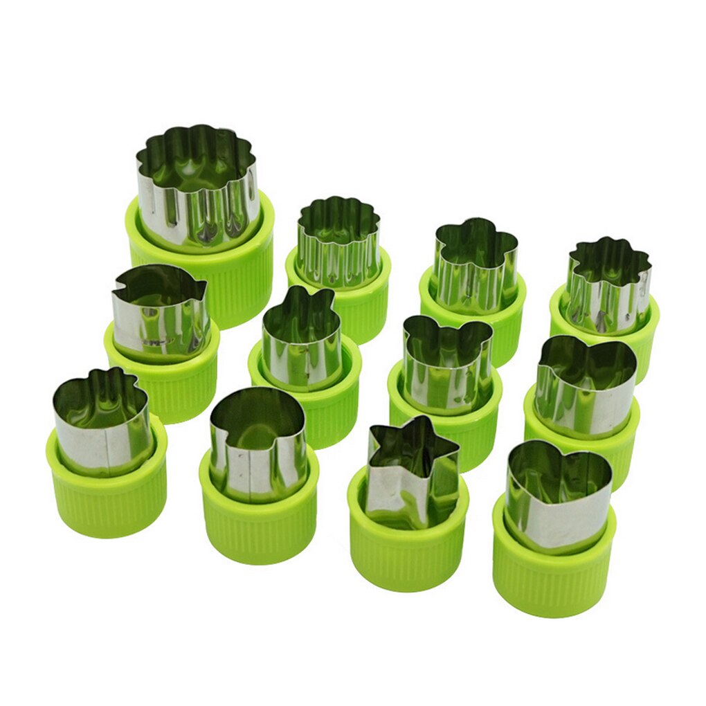 Rice Vegetable Fruit Cutter Mold 12Pcs/set Flowers Cartoon Cutter Mold Stainless Steel Cake Cookie Biscuit Cutting Shape Tools