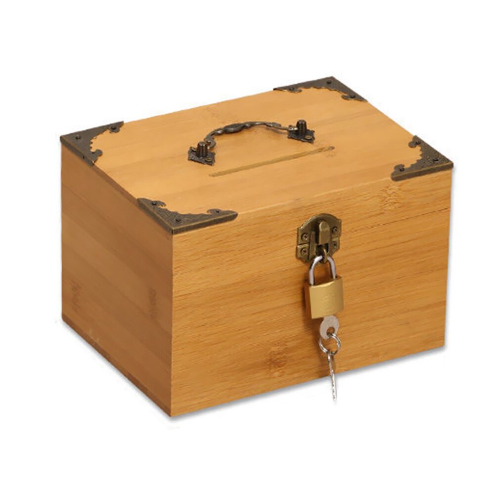 Cassa del tesoro in legno cassa del tesoro in legno Vintage ▾ cassa salvadanaio a prova di caduta con serratura: D14.6CM10CM9CM