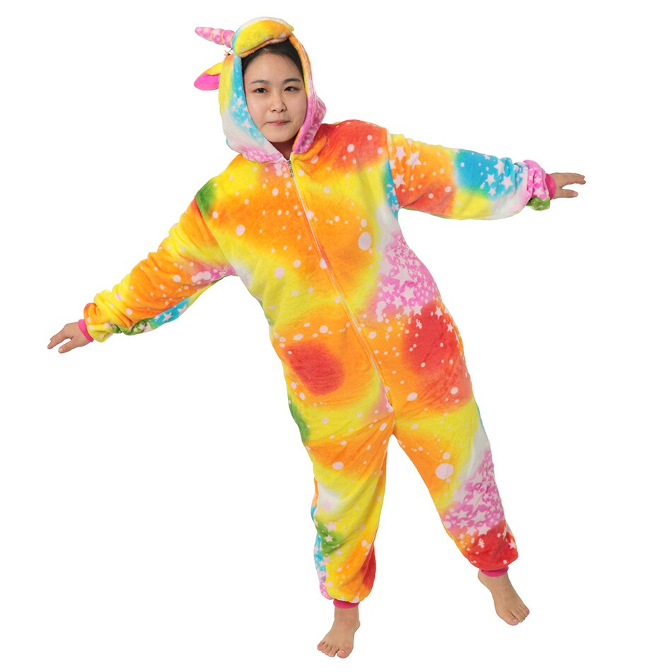 Barn unicorn kigurumi flickor pyjamas cosplay onepiece pojkar flanell vinter mjuk varm sovoverall barn unicorn festkläder: 9-10t