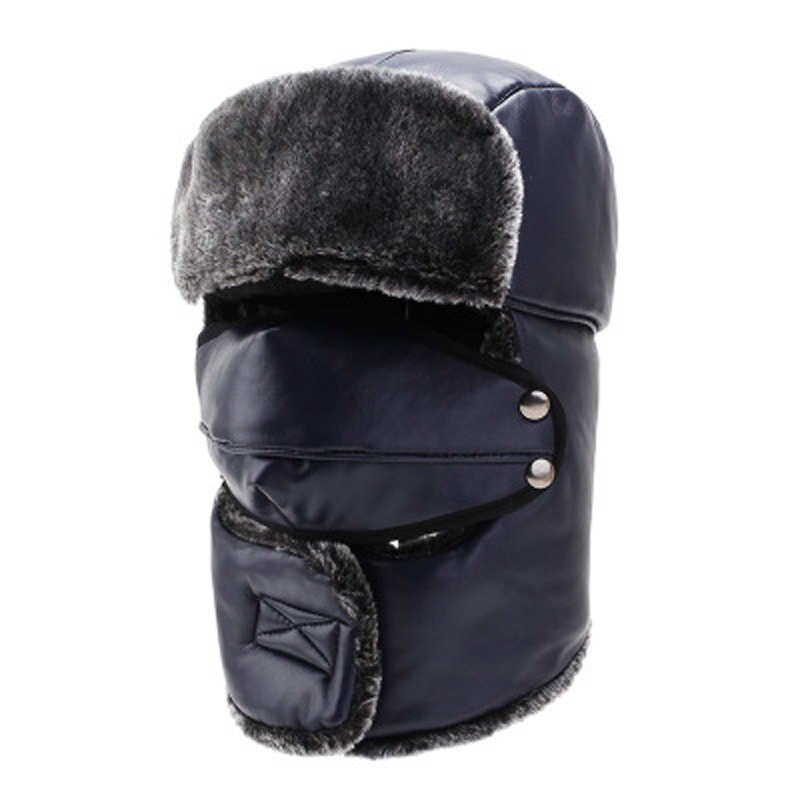 Ademende wintermutsen voor heren en dames, warme fleece gezichtsmaskers, oorbeschermers, skimaskers, snowboardmutsen, fietsmutsen, winddichte mutsen, 5 kleuren: Marineblauw