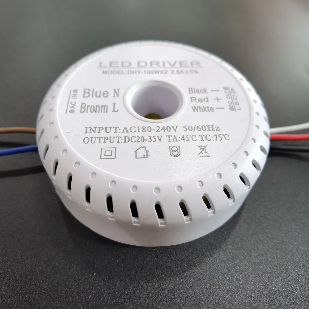 Round LED Driver AC175-240V TO DC 20V 35V 60W 80W 100W 120WX2 Power Supply Adapter External Transformer For LED Strip Lamp Indo