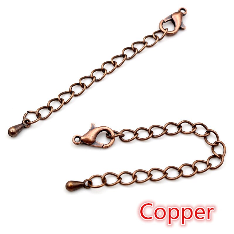 10 stücke 50mm/70mm Länge Länger 5x4mm Handgemachte Verlängerung Kette mit Hummer Verschluss und tröpfchen Für Armband Halskette Schwanz Kette: Copper / 70mm