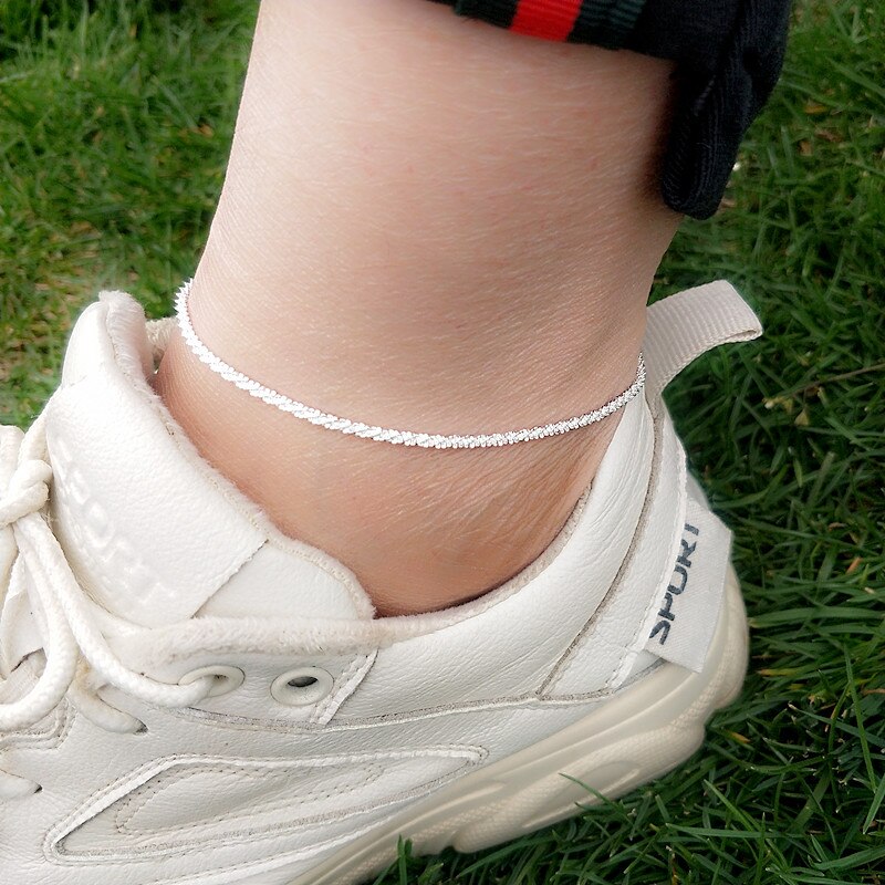 Silver Color Chain Anklets For Women Beach Jewelry Tobilleras Pulsera Para Tobillo Link Simple Ankle Bracelet Best