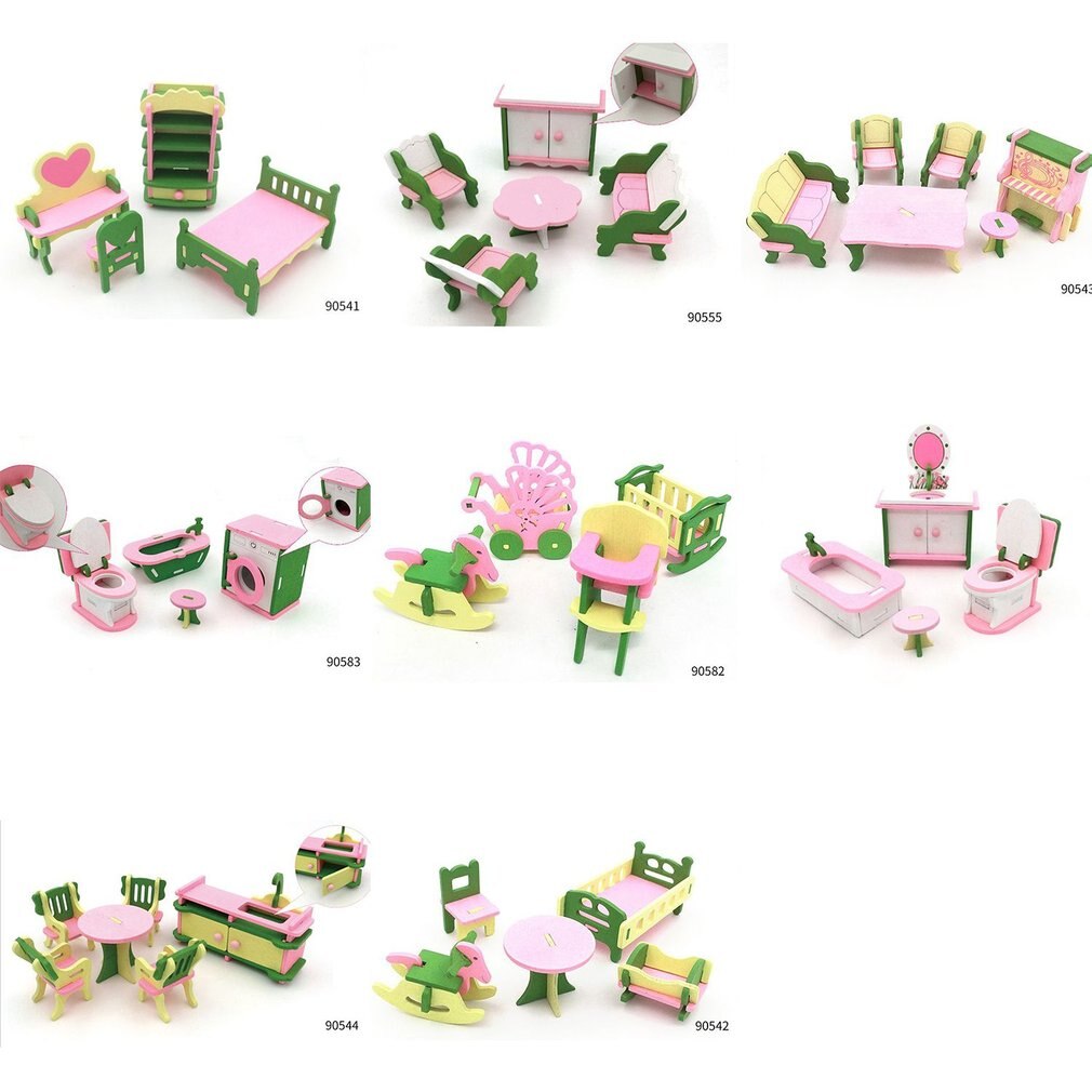 Kids Pretend Rollenspel Huis Miniatuur Houten Meubels Speelgoed Set Keuken Babies Woonkamer Mini Ornamenten Speelgoed Kit