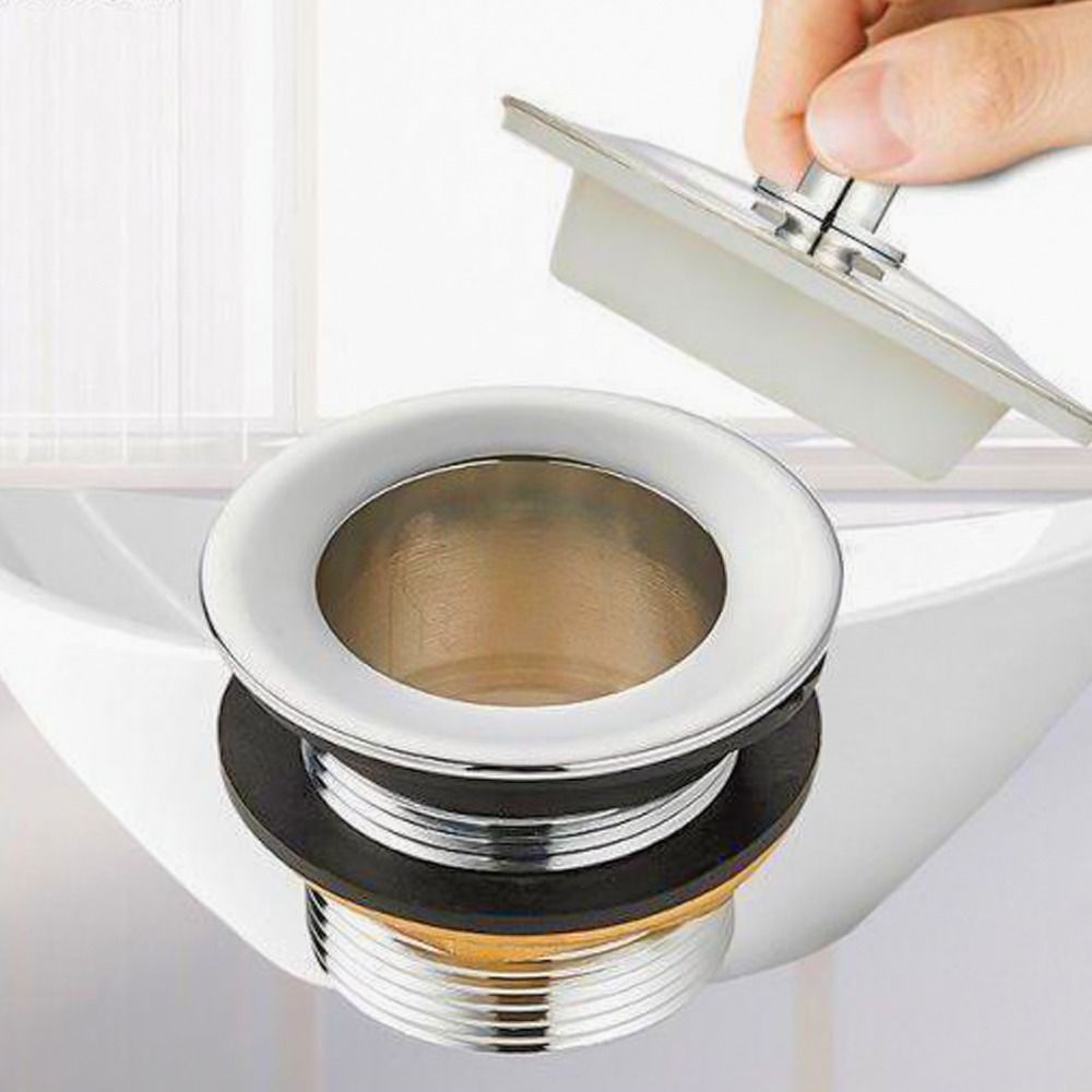 Universal badplugg i rostfritt stål mässingspackning 40mm handfatsplugg för 42mm hål/badrum/kökshandfat/reservdelar