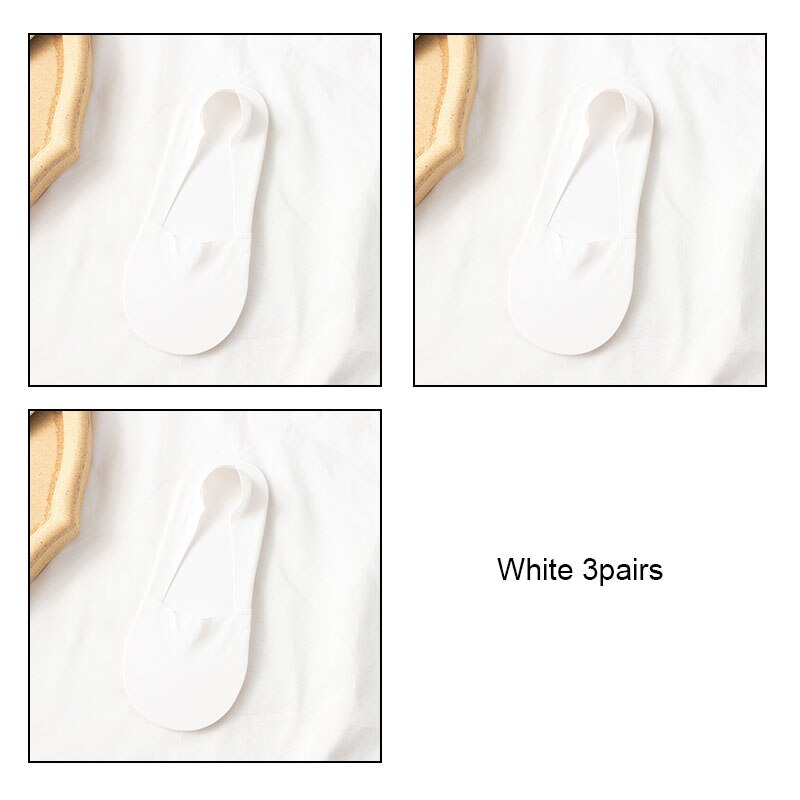 VKMONY – chaussettes invisibles en silicone ultra-fines pour femmes, 3 paires, été: White3